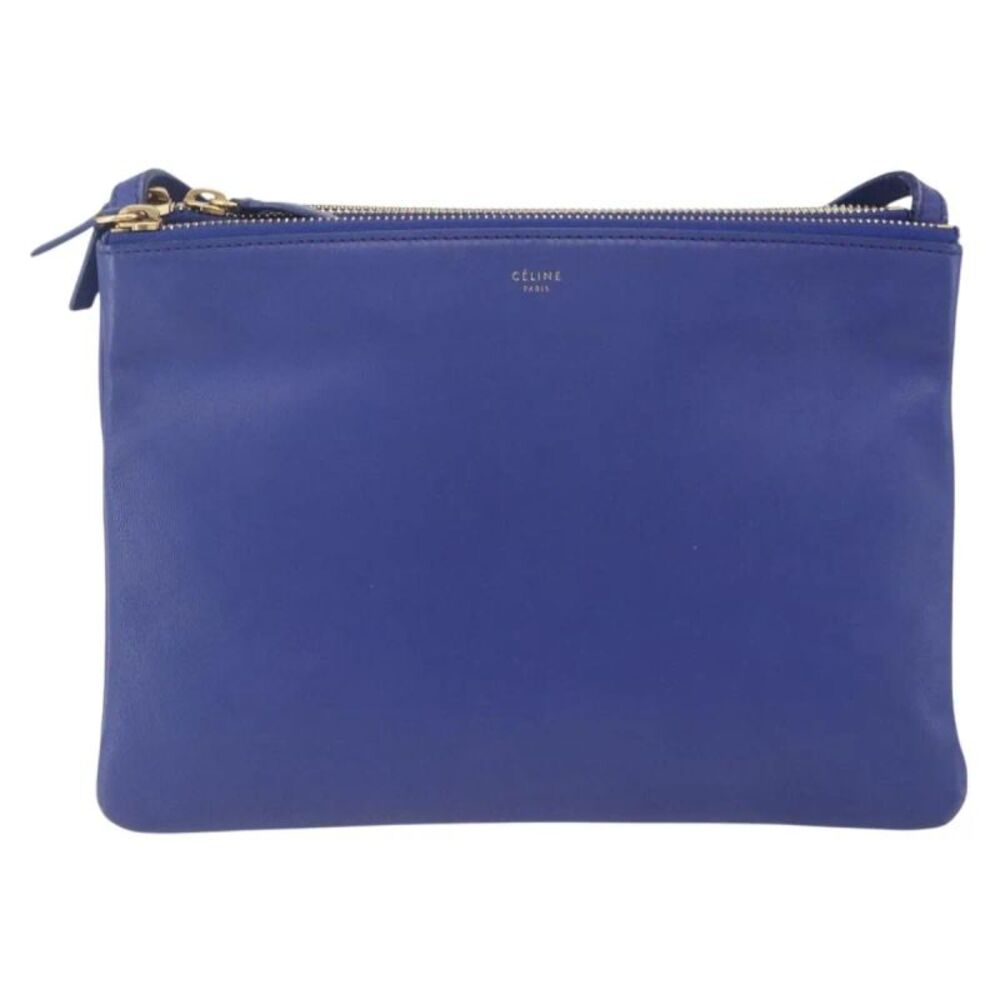 Celine Trio Leather Blue Leather Shoulder Bag Bag